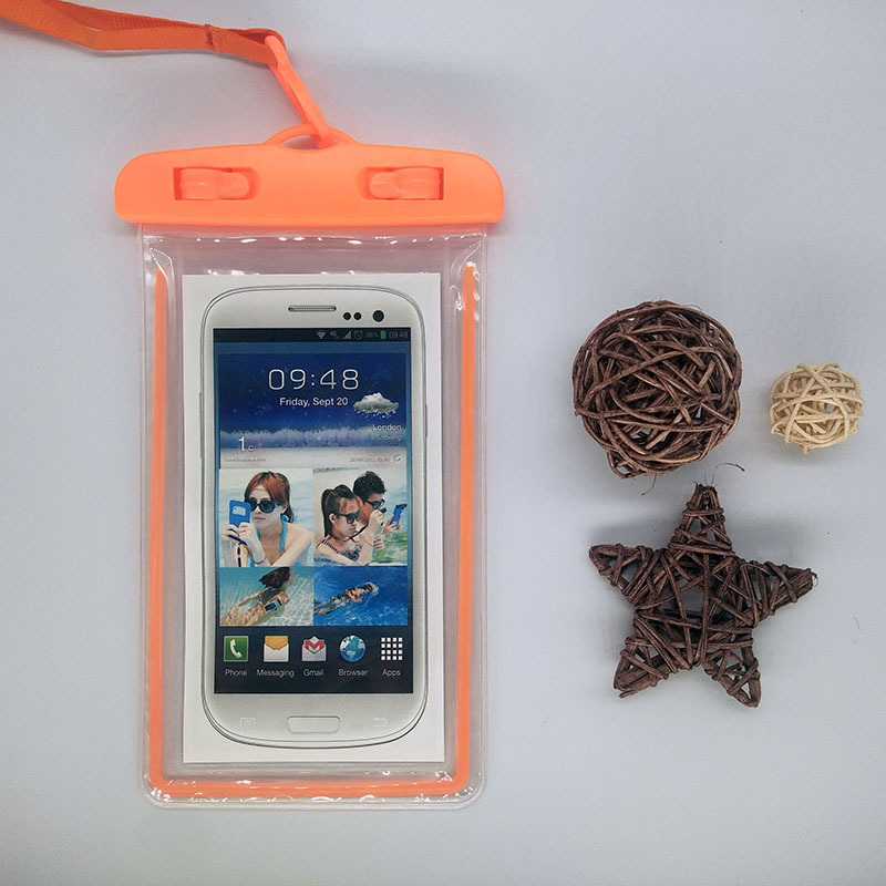 Fluorescence PVC Transparent Mobile Phone Waterproof Bag Swimming Photography Diving Mobile Phone Waterproof Case