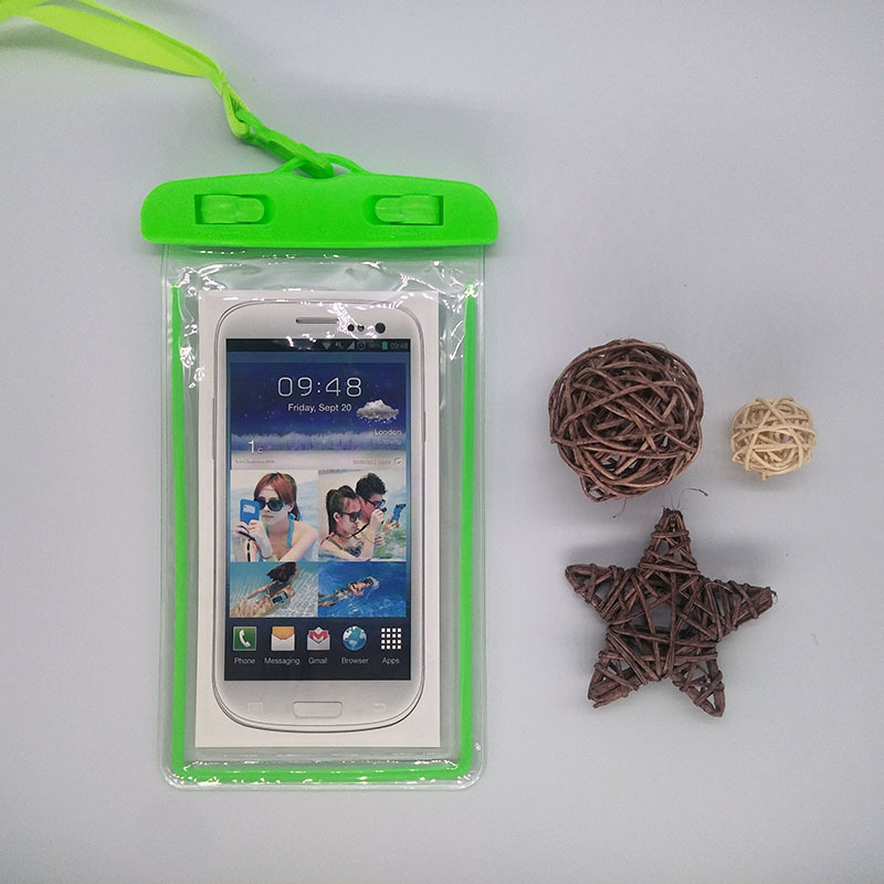 Fluorescence PVC Transparent Mobile Phone Waterproof Bag Swimming Photography Diving Mobile Phone Waterproof Case