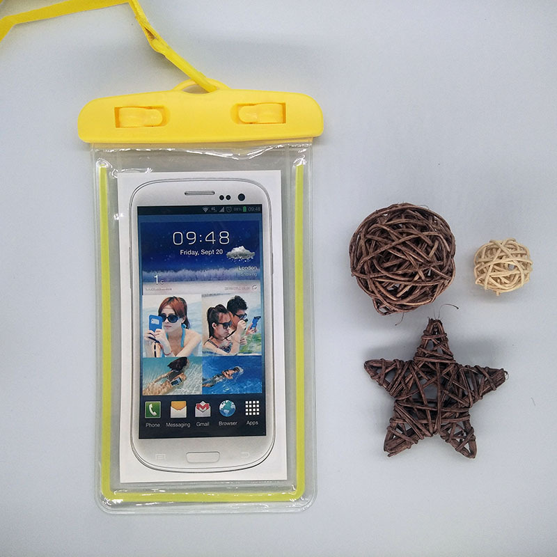 Fluorescence PVC Transparent Mobile Phone Waterproof Bag Swimming Photography Diving Mobile Phone Waterproof Case