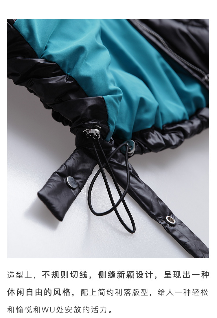 2021 New Korean Style Fashionable Warm Jacket down Jacket Women's Short Cuff Letters Thick Loose Stand Collar