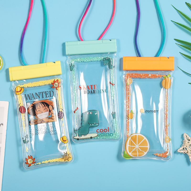 2021 New Mobile Phone Waterproof Bag Storage Swimming Diving Floating Bag PVC Transparent Cartoon Waterproof Phone Set