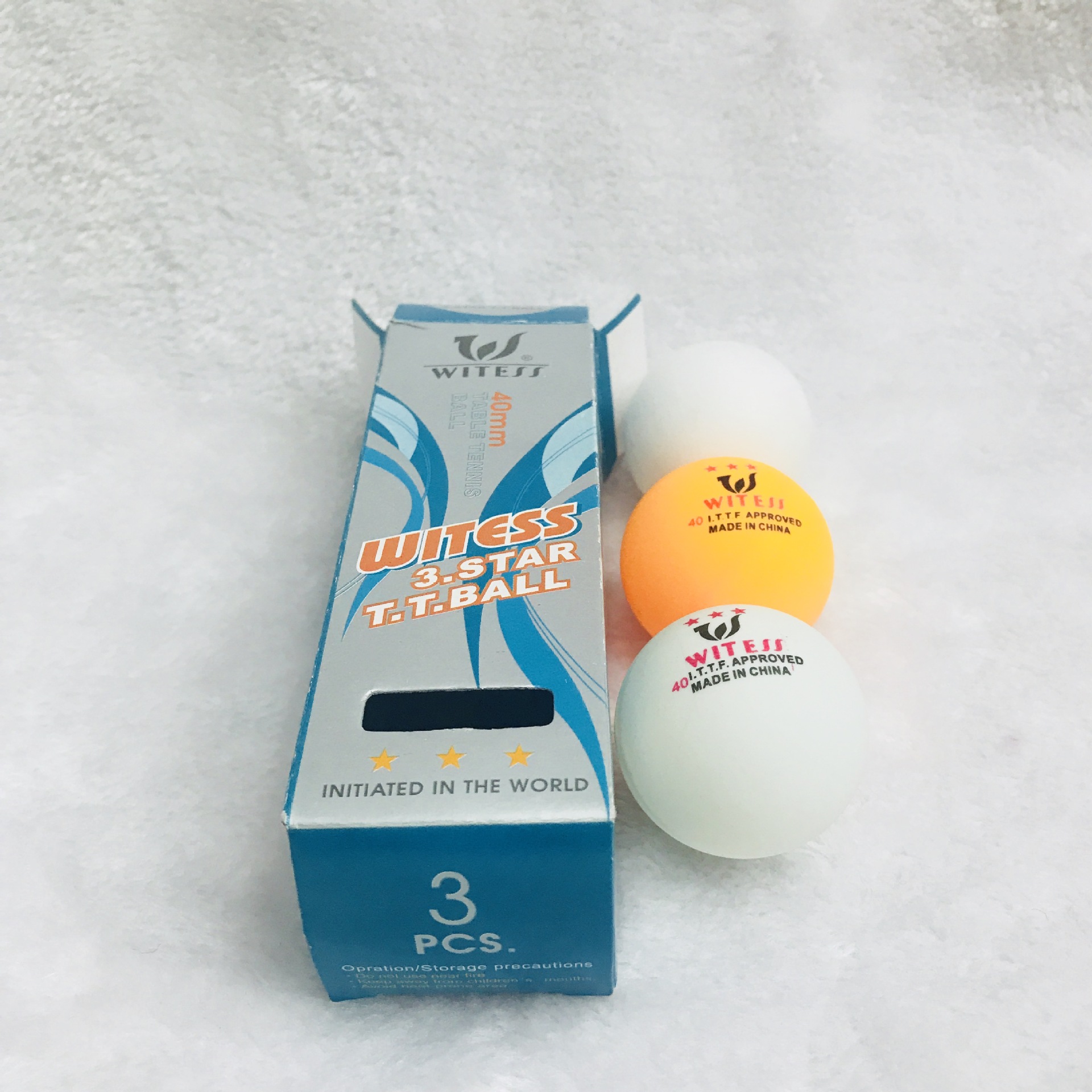 Factory direct selling WITESS celluloid samsung seamless table tennis white 40mm 3 boxes.