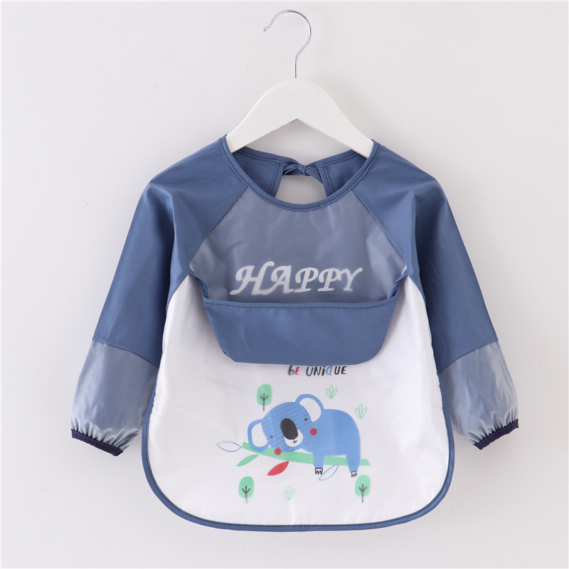 Cuff Waterproof Bib Baby Dinner Coverall Children Anti-Dirty Protective Clothing Autumn And Winter Cotton Apron Female Bib