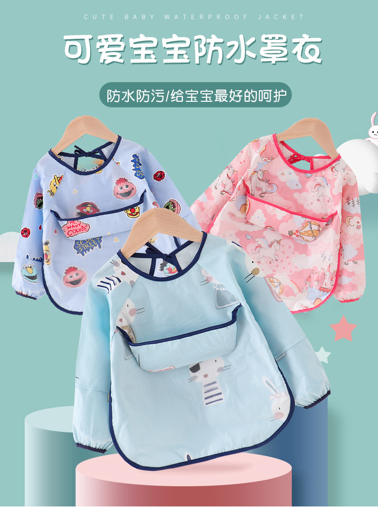 Cuff Waterproof Bib Baby Dinner Coverall Children Anti-Dirty Protective Clothing Autumn And Winter Cotton Apron Female Bib Cuff Waterproof Bib Baby Dinner Coverall Children Anti-Dirty Protective Clothing Autumn And Winter Cotton Apron Female Bib