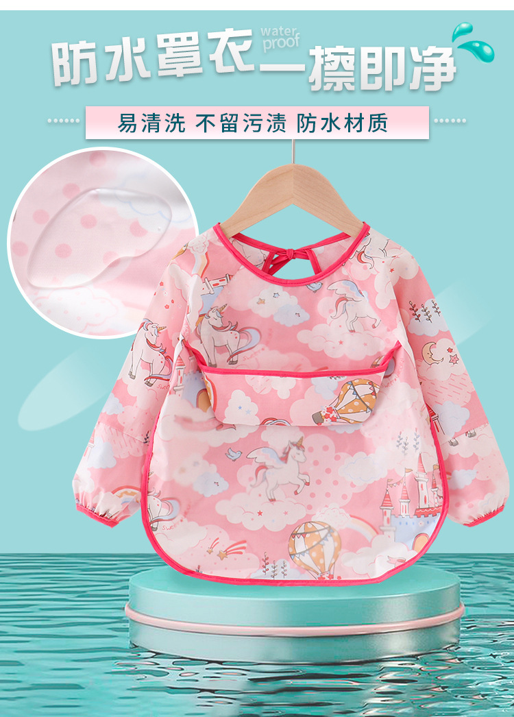 Cuff Waterproof Bib Baby Dinner Coverall Children Anti-Dirty Protective Clothing Autumn And Winter Cotton Apron Female Bib Cuff Waterproof Bib Baby Dinner Coverall Children Anti-Dirty Protective Clothing Autumn And Winter Cotton Apron Female Bib