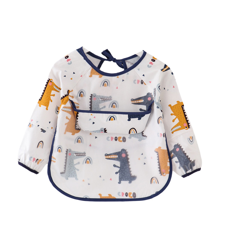 Cuff Waterproof Bib Baby Dinner Coverall Children Anti-Dirty Protective Clothing Autumn And Winter Cotton Apron Female Bib