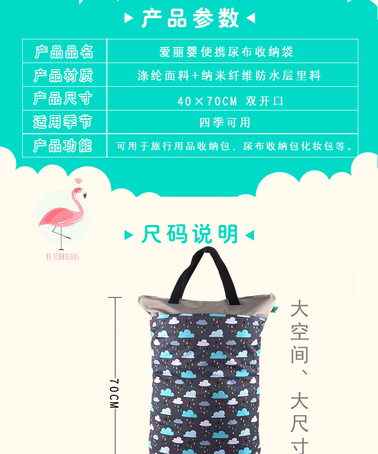 Happyflute super - sized waterproof bag in 40 * 70 large capacity to receive printed bags storage bags INS style