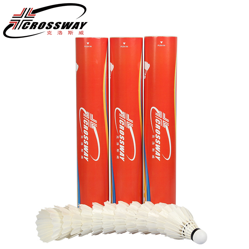 Factory Direct Supply CROSSWAY Badminton FF-12 Super Stable Durable King Training 12 Pack Duck Feather Shuttlecock Wholesale