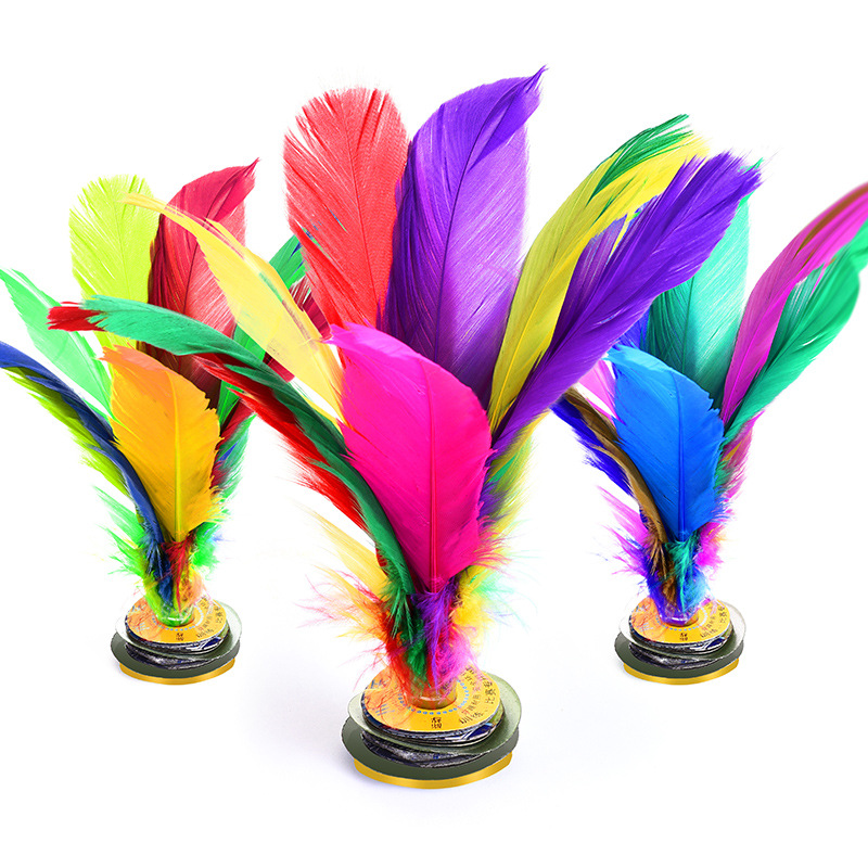Factory Wholesale Color Kick Shuttlecock Adult and Children Fitness Color Goose Feather Shuttlecock Primary and Secondary School Students Big Flower