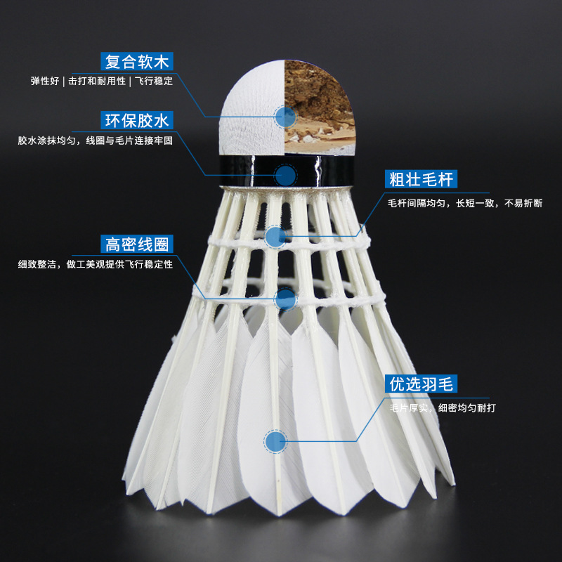 Factory Direct Supply CROSSWAY Badminton Y606 Super Stable Durable King Training 12 Pack Duck Feather Shuttlecock Wholesale