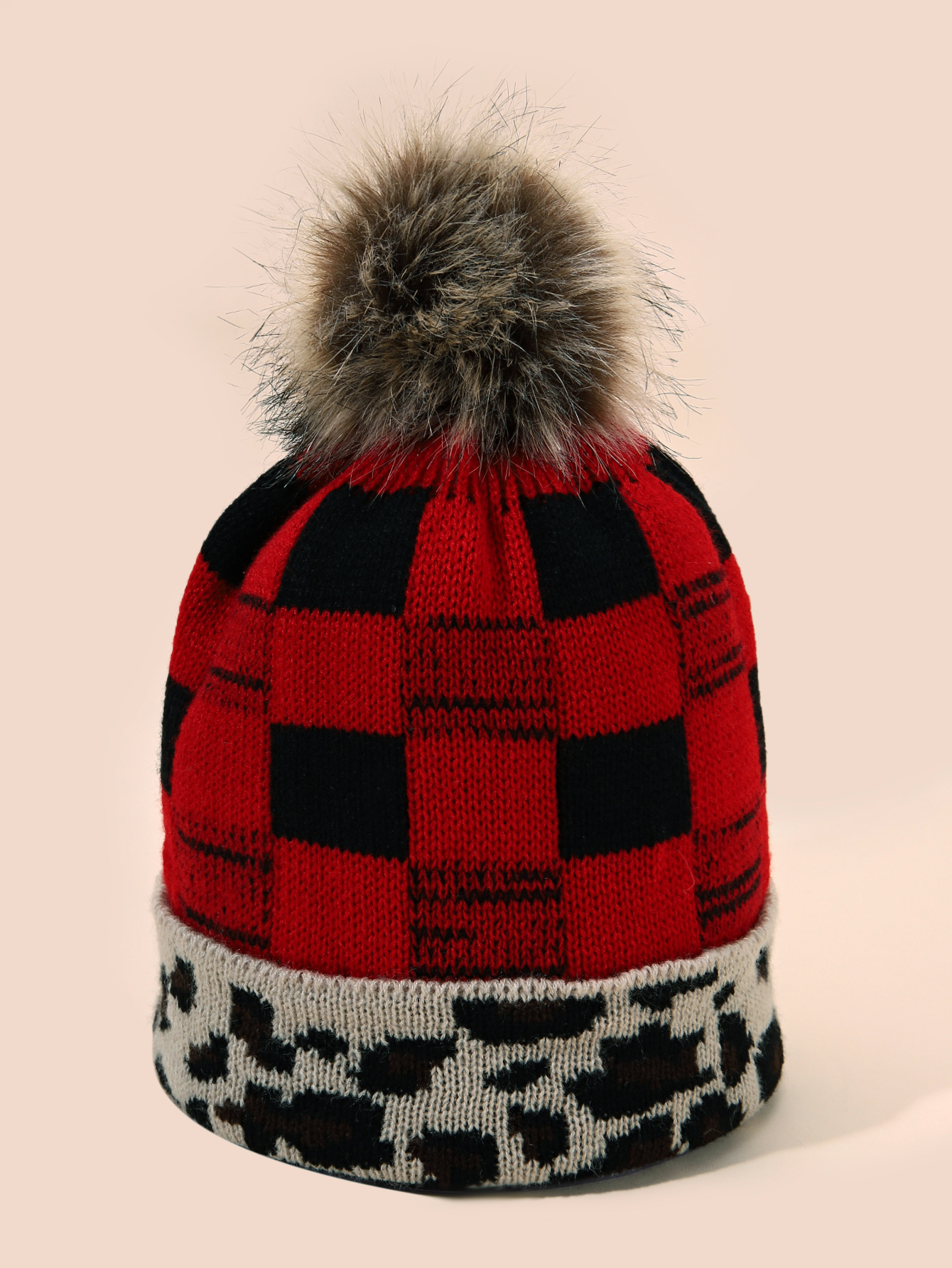 Leopard Print Cuff Beanie Fuzzy Lined Pom Beanie Ladies Leop Leopard Print Cuff Beanie Fuzzy Lined Pom Beanie Ladies Leop