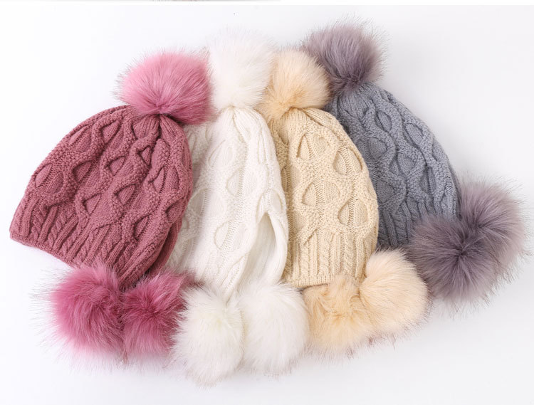 Korean New Women's Hat Autumn and Winter Woolen Cap Shuttlecock Back Opening Knitted Hat Double Layer Thickened Rabbit Fur Hat Korean New Women's Hat Autumn and Winter Woolen Cap Shuttlecock Back Opening Knitted Hat Double Layer Thickened Rabbit Fur Hat