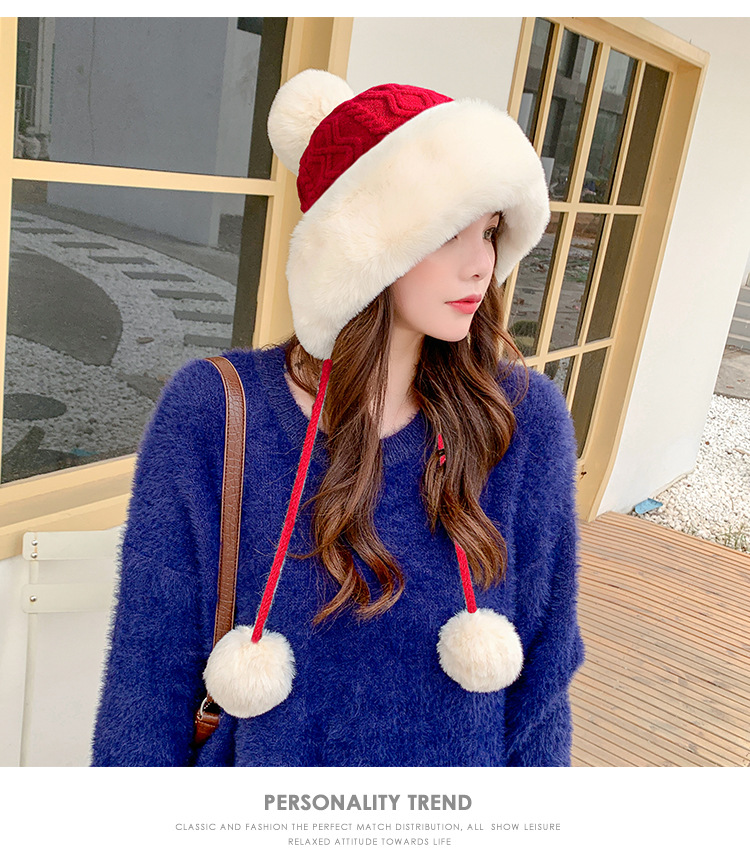Autumn and Winter Women's Cotton Cashmere Sleeve Cap Shuttlecock Cute Fleece-Lined Thickened Cold Protection Keep Warm Pure Color Knitted Hat Autumn and Winter Women's Cotton Cashmere Sleeve Cap Shuttlecock Cute Fleece-Lined Thickened Cold Protection Keep Warm Pure Color Knitted Hat