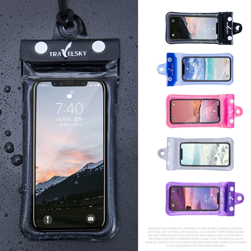 Outdoor Swimming 6.5-Inch Airbag Mobile Phone Waterproof Bag Touch Screen Arm Hanging Drifting Water-Proof Bag Diving Cover Source Factory