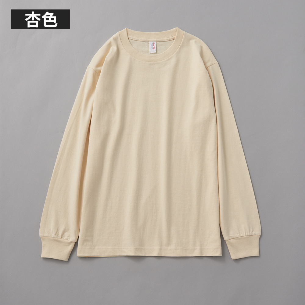 Shanghai Warehouse 230G 17 Heavy Cotton Long Sleeve round Neck T-shirt Thread Cuff Heat Transfer Patch Picture Printing Printed Logo