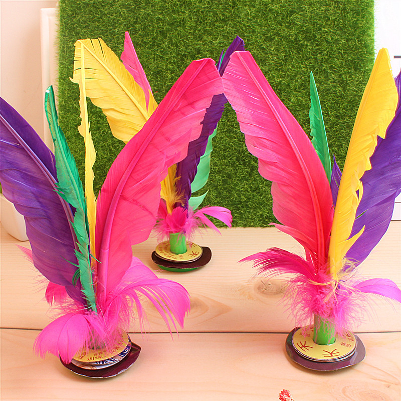 Wholesale Goose Feather Shuttlecock Competition Designated Special Big Flower Shuttlecock Kick Ball Feather Spoon Color Key