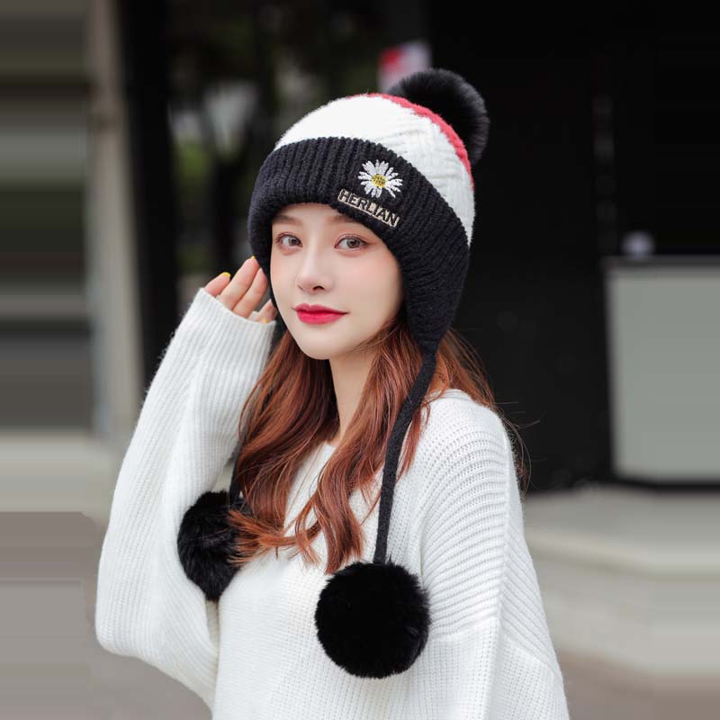 Hat Women's Autumn Winter Korean-Style Trendy Ear Shuttlecock Scarf Fleece Warm Hat Windproof Cycling Wool Cap Hat Women's Autumn Winter Korean-Style Trendy Ear Shuttlecock Scarf Fleece Warm Hat Windproof Cycling Wool Cap