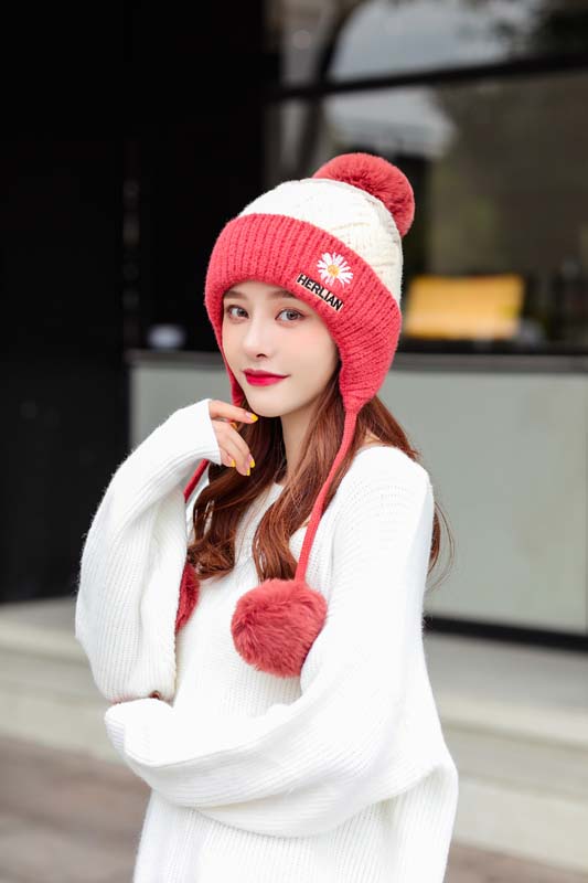 Hat Women's Autumn Winter Korean-Style Trendy Ear Shuttlecock Scarf Fleece Warm Hat Windproof Cycling Wool Cap Hat Women's Autumn Winter Korean-Style Trendy Ear Shuttlecock Scarf Fleece Warm Hat Windproof Cycling Wool Cap