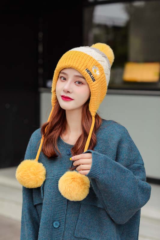 Hat Women's Autumn Winter Korean-Style Trendy Ear Shuttlecock Scarf Fleece Warm Hat Windproof Cycling Wool Cap Hat Women's Autumn Winter Korean-Style Trendy Ear Shuttlecock Scarf Fleece Warm Hat Windproof Cycling Wool Cap