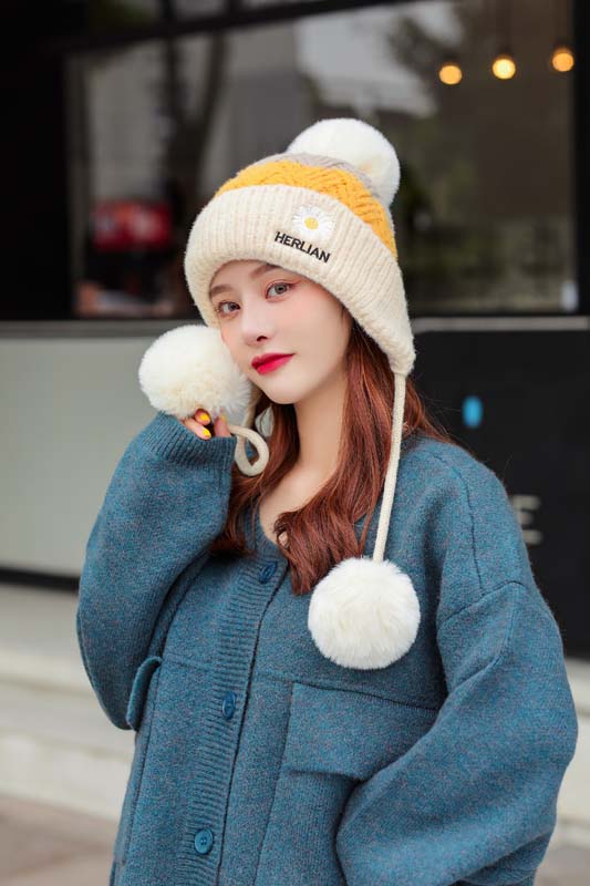 Hat Women's Autumn Winter Korean-Style Trendy Ear Shuttlecock Scarf Fleece Warm Hat Windproof Cycling Wool Cap Hat Women's Autumn Winter Korean-Style Trendy Ear Shuttlecock Scarf Fleece Warm Hat Windproof Cycling Wool Cap