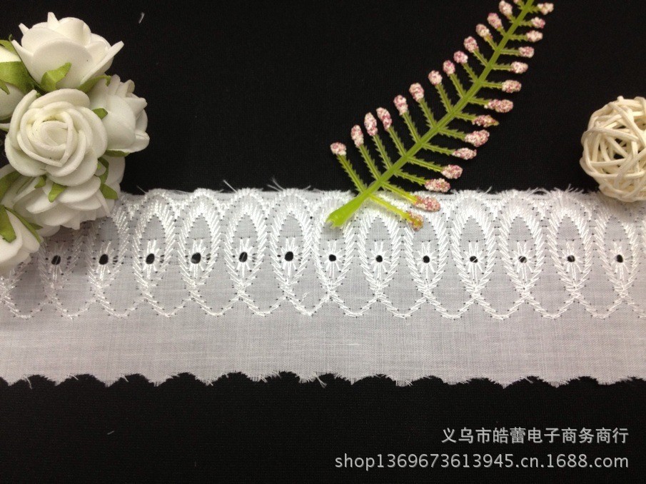 TC feather lace width 5cm color white cuff for children's clothing bleaching TC feather lace width 5cm color white cuff for children's clothing bleaching