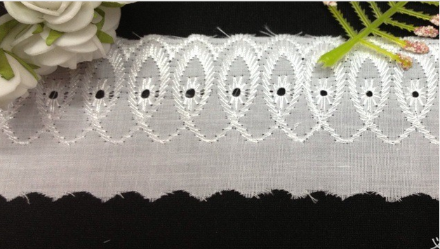 TC feather lace width 5cm color white cuff for children&#039;s clothing bleaching