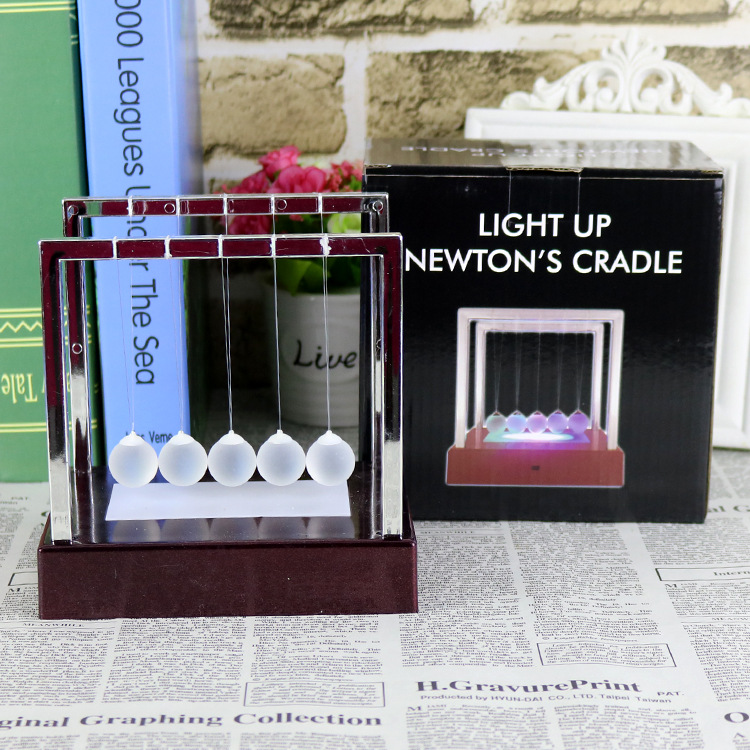 Colorful Luminous Newton a Regional Name for Billiards Force Transmission Swing Ball Momentum Conservation Touch Beads Creative Bumperball Decorative Ornaments