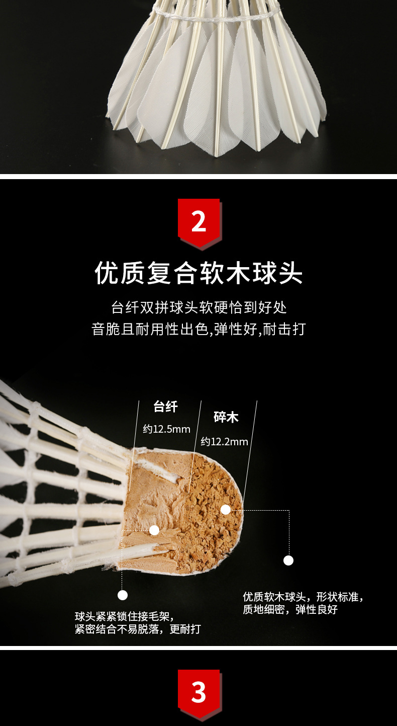 Factory Wholesale Hangyu Badminton D30 12 PCs Indoor and Outdoor Platform Fiber Shuttlecock Training Entertainment Competition Ball