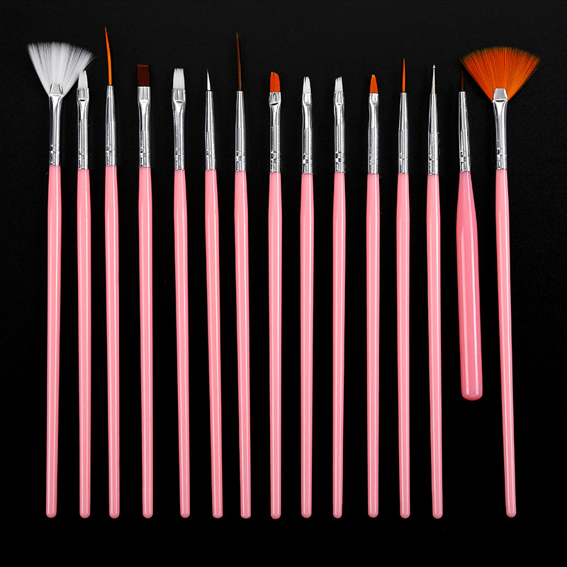 Nail Brush Set Wholesale 15 Sets of Pens Nail Brush Fluoresent Marker Line Drawing Pen Full Set Factory Direct Sales