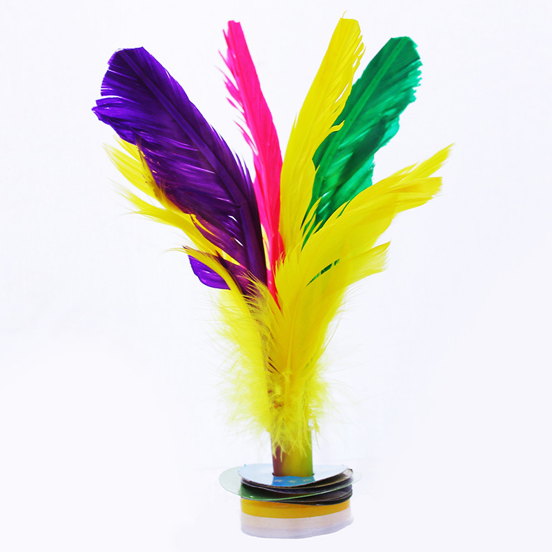 Manufacturer's direct selling of color 21cm goose feather shuttlecock shuttlecock with iron plate for kicking children's 