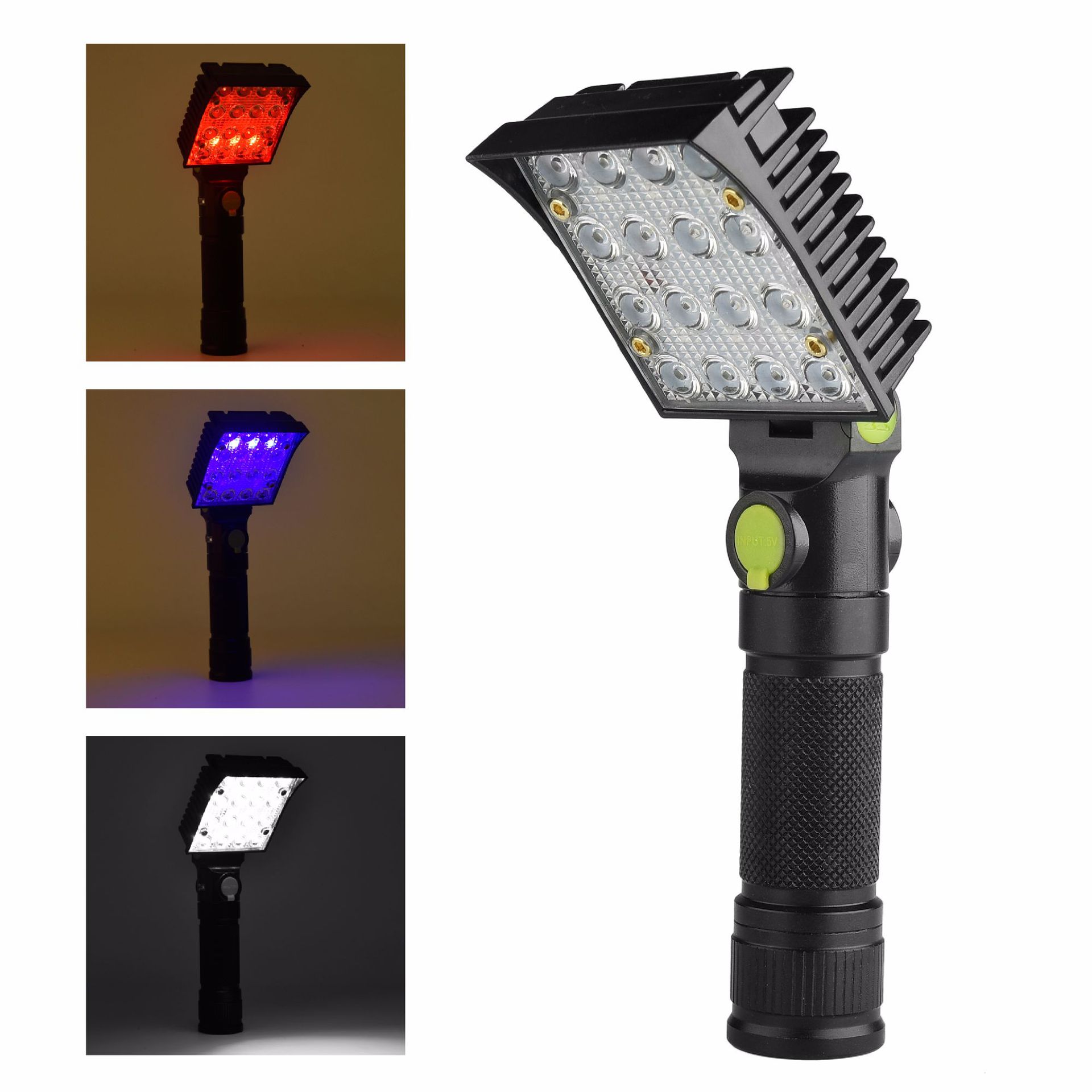 Cross-Border Special Cob Led White Light Red Light BlueRay USB Rechargeable Work Lamp Camping Light Flashlight 90 Degrees