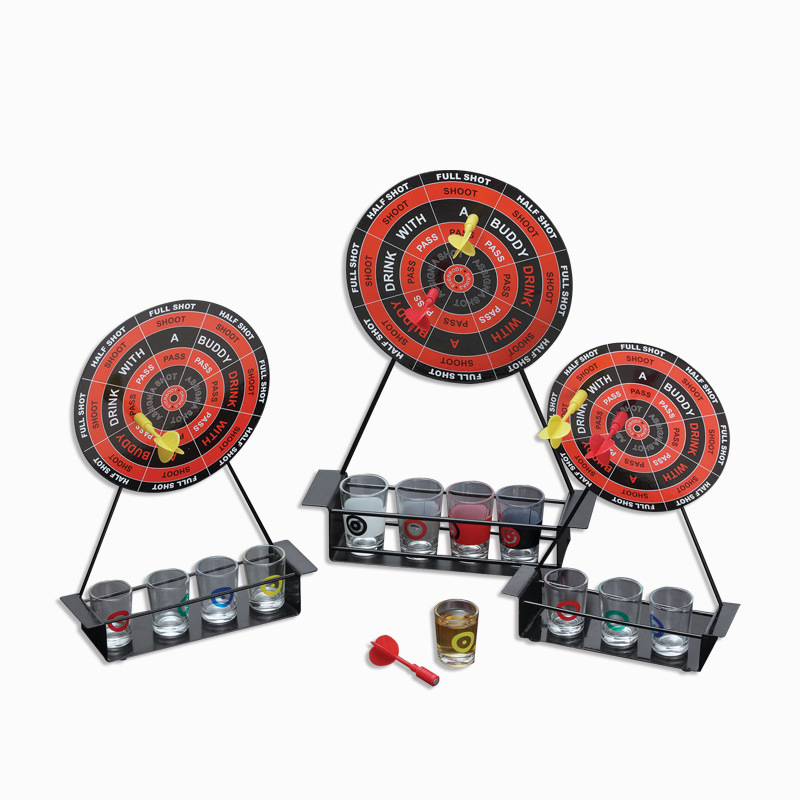 Magnetic Mini Darts Wine Set with Cup Iron Frame Game Wine Glass Desktop Magnetic Darts Entertainment Wine Set