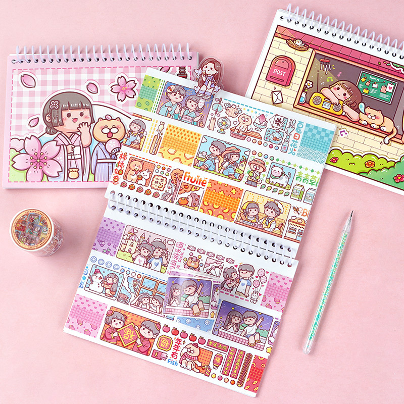 Small Fried Glutinous Rice Cake Stuffed with Bean Paste Double-Sided Release Paper Notebook A4/A5 Tape Sticker Journal Book Tool Material Storage An Illustrated Handbook