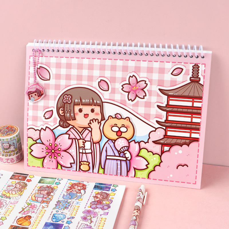 Small Fried Glutinous Rice Cake Stuffed with Bean Paste Double-Sided Release Paper Notebook A4/A5 Tape Sticker Journal Book Tool Material Storage An Illustrated Handbook