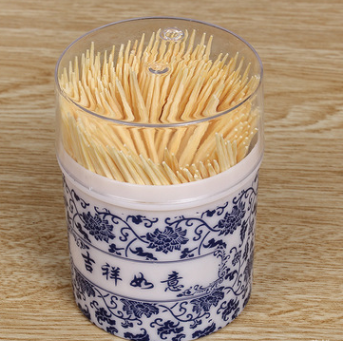 Blue and White Tape Toothpick Box Bamboo Toothpick Disposable Double-Headed Toothpick Hotel Household Toothpick