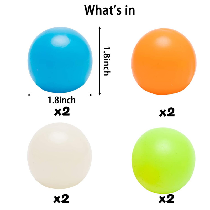 Tiktok Luminous Sticky Ball Sticky Wall Ball Decompression Vent Ball TPR Interactive Ceiling Ball Children Darts Sticky Ball