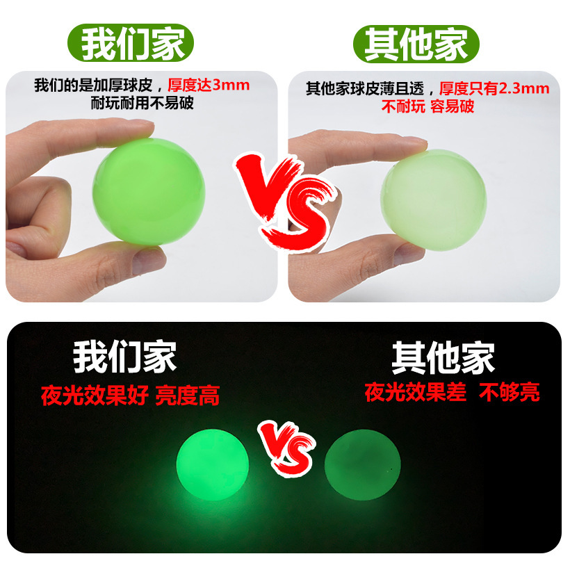 Tiktok Luminous Sticky Ball Sticky Wall Ball Decompression Vent Ball TPR Interactive Ceiling Ball Children Darts Sticky Ball