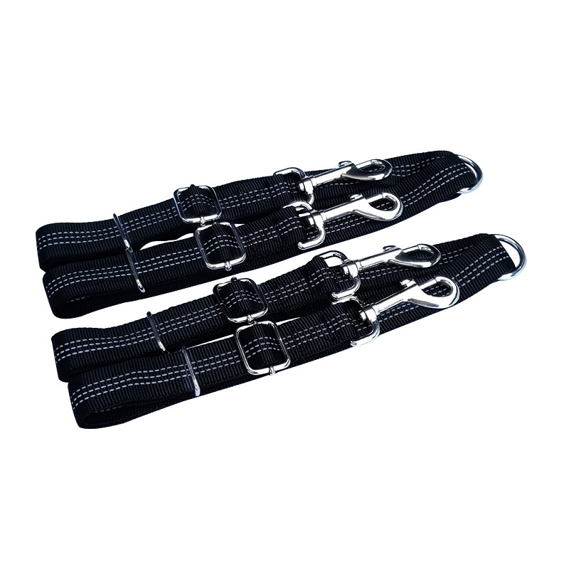 Pet Double Traction Metal Adjustment Buckle Hand Holding Rope 2 Dogs Reflective Tape Double Dog Mother Hand Holding Rope Double Dog Traction