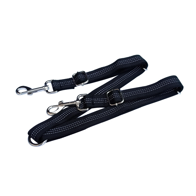 Pet Double Traction Metal Adjustment Buckle Hand Holding Rope 2 Dogs Reflective Tape Double Dog Mother Hand Holding Rope Double Dog Traction