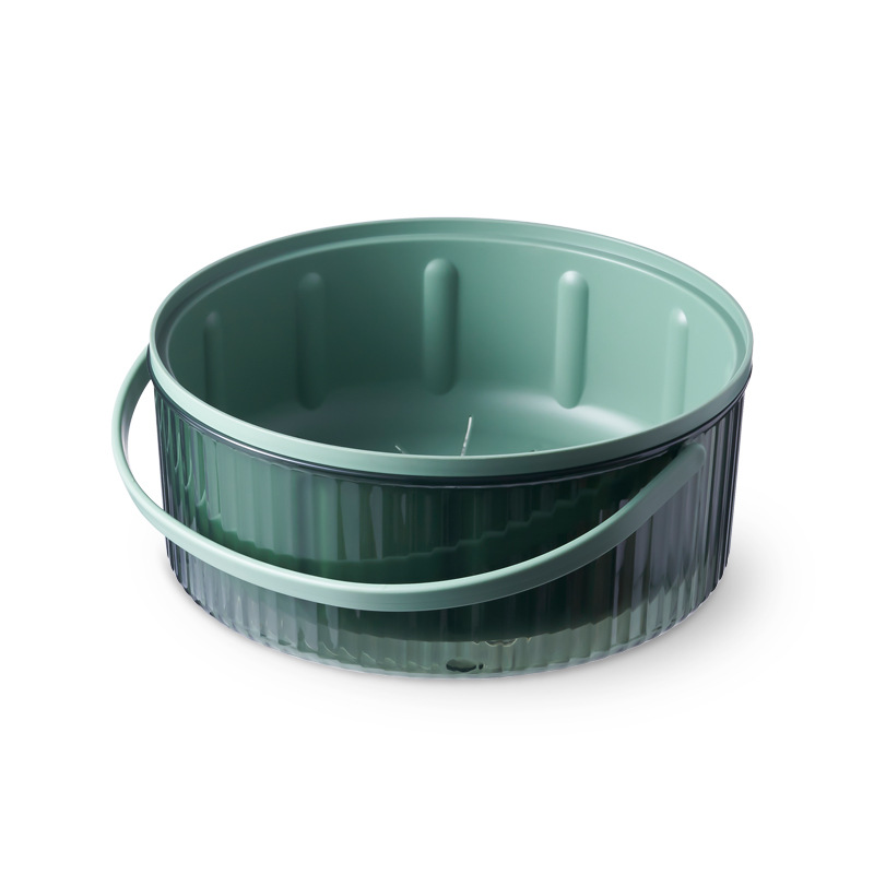 Double-Layer Vegetable Washing and Draining Basket Plastic Tape Handle Kitchen Thickened and Large-Capacity round Vegetables Basin Living Room Fruit Basket