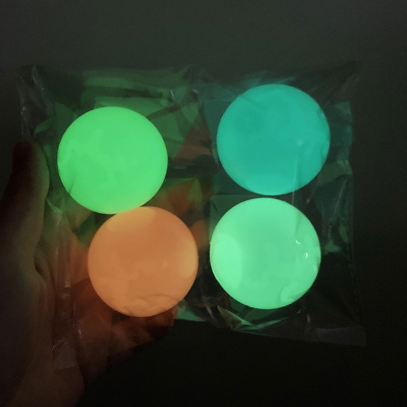 Tiktok Luminous Sticky Ball Sticky Wall Ball Decompression Vent Ball TPR Interactive Ceiling Ball Children Darts Sticky Ball