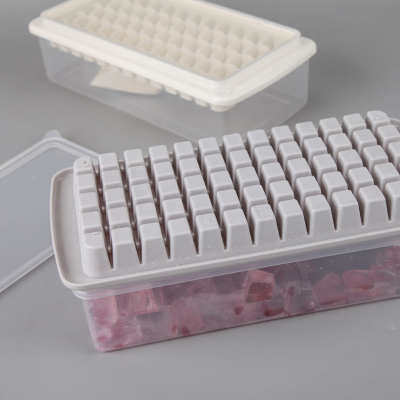 Double Layer Ice Tray Creative 65 Grid Ice Tray Plastic Tape Bottom with Lid Ice Box Ice Tray Home Homemade Ice Tray Ice Cube Mold