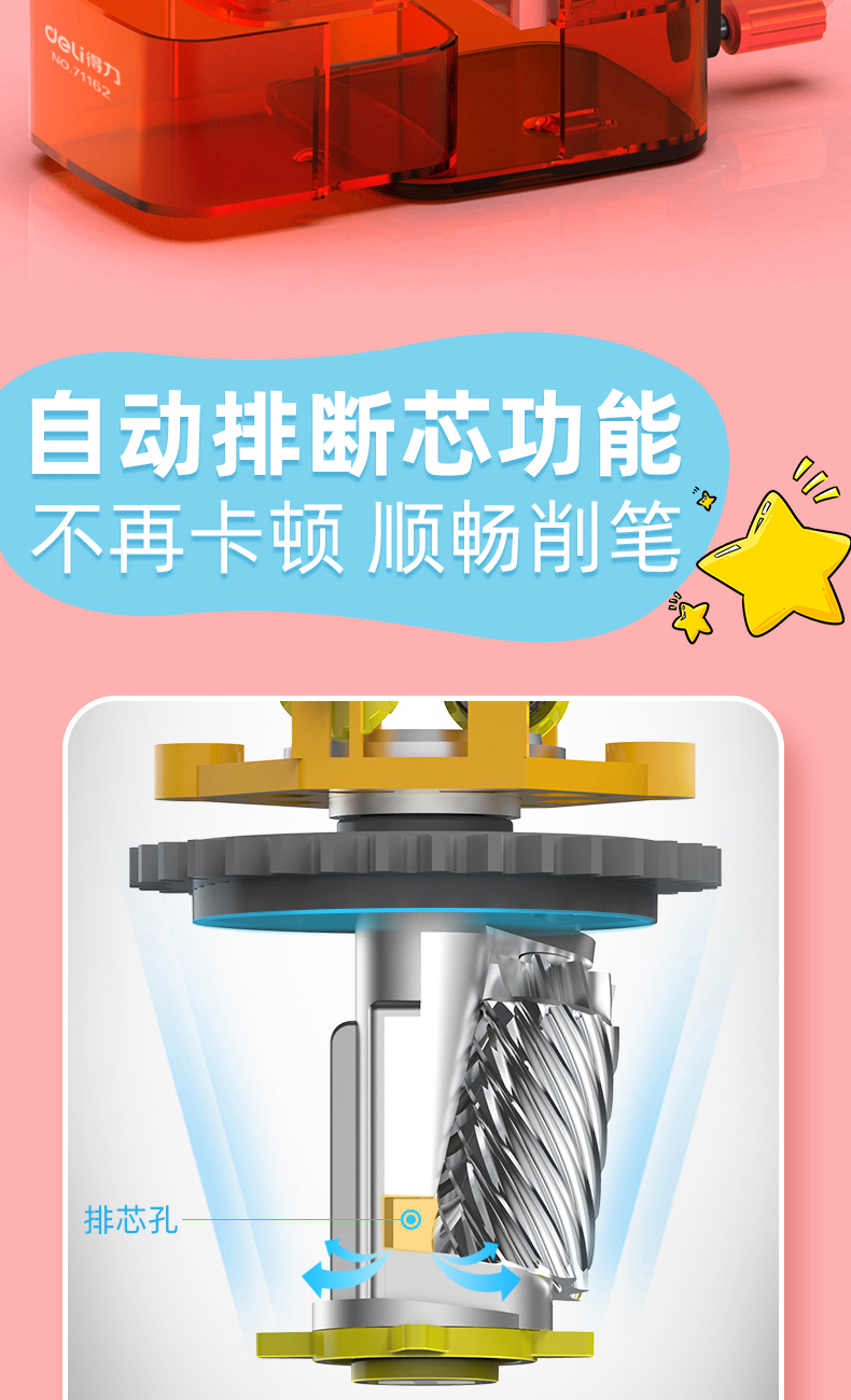 Deli Pencil Sharpener Multi-Functional Creative Pencil Shapper Hand-Cranking Pencil Sharpener Pencil Sharpener Pencil Sharpener Pencil Sharpener Cutting Transparent