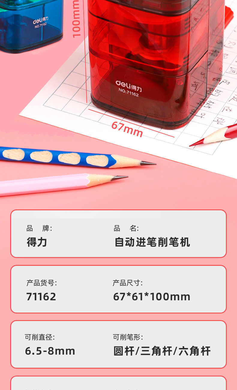 Deli Pencil Sharpener Multi-Functional Creative Pencil Shapper Hand-Cranking Pencil Sharpener Pencil Sharpener Pencil Sharpener Pencil Sharpener Cutting Transparent