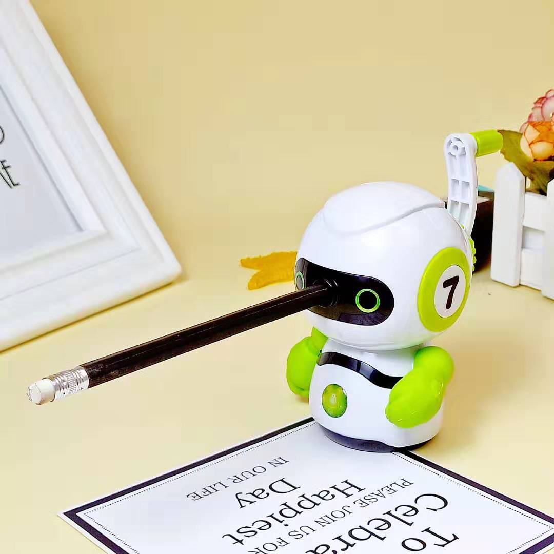 Creative Robot Modeling Pencil Sharpener Student Pencil Penknife Automatic Pen Input Pencil Shapper Hand Crank Pencil Sharpener