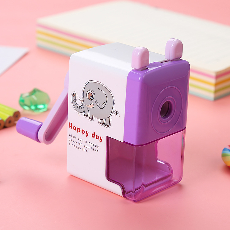 Hand-Cranking Pencil Shapper Student Cartoon Hand-Cranking Pencil Sharpener Pencil Pencil Sharpener Learning Stationery Office Supplies Wholesale