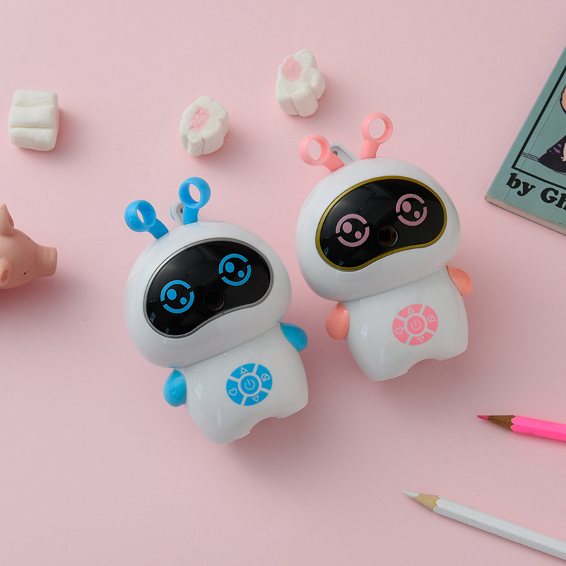 Cartoon Pencil Sharpener Children&#039;s Pencil Shapper Robot Pencil Sharpener Hand-Cranked Automatic Pencil Sharpener Penknife