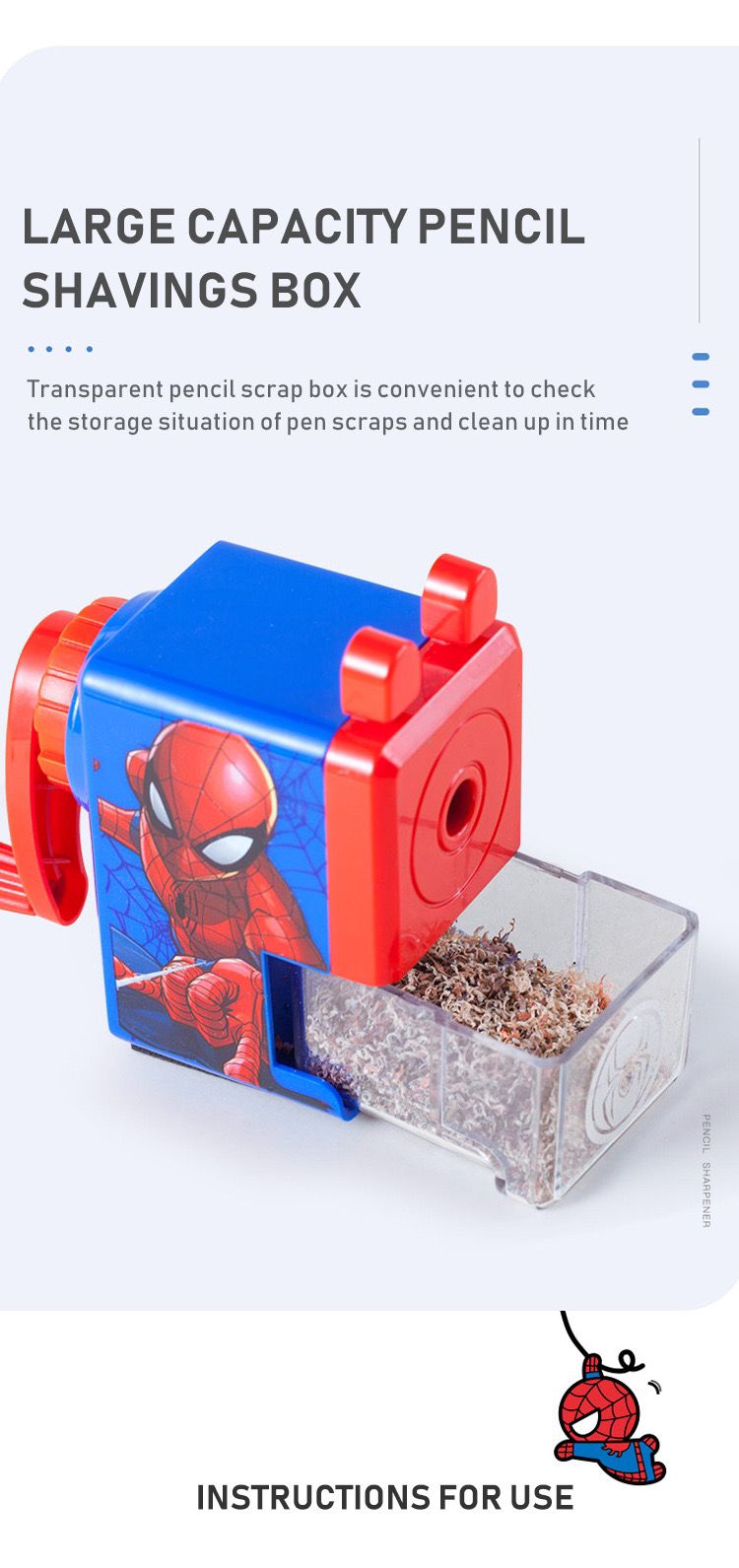 2021 New Marvel Pencil Sharpener Style Hand-Cranked Pencil Shapper Fashion Style Pencil Sharpener Pencil Sharpener