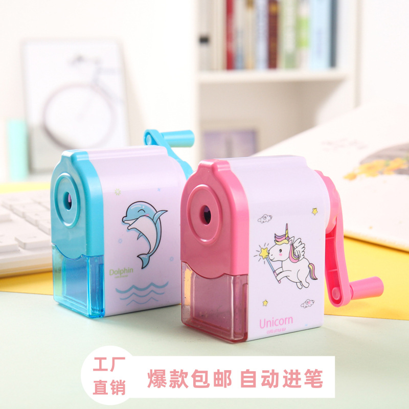 Free Shipping Hot-Selling Automatic Pen Entry Pencil Shapper Hand-Cranking Pencil Sharpener Pen Spinning Pencil Sharpener Student Wholesale Prizes Stationery