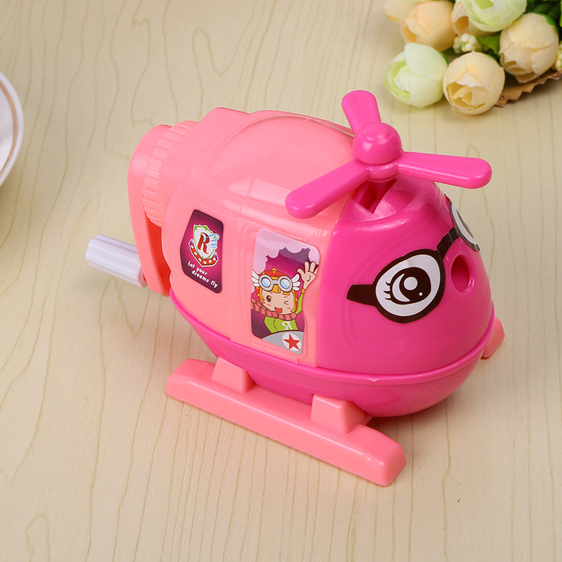 Manufacturer direct marketing creative cartoon helicopter style pencil sharpener hand swing pencil sharpener stationery